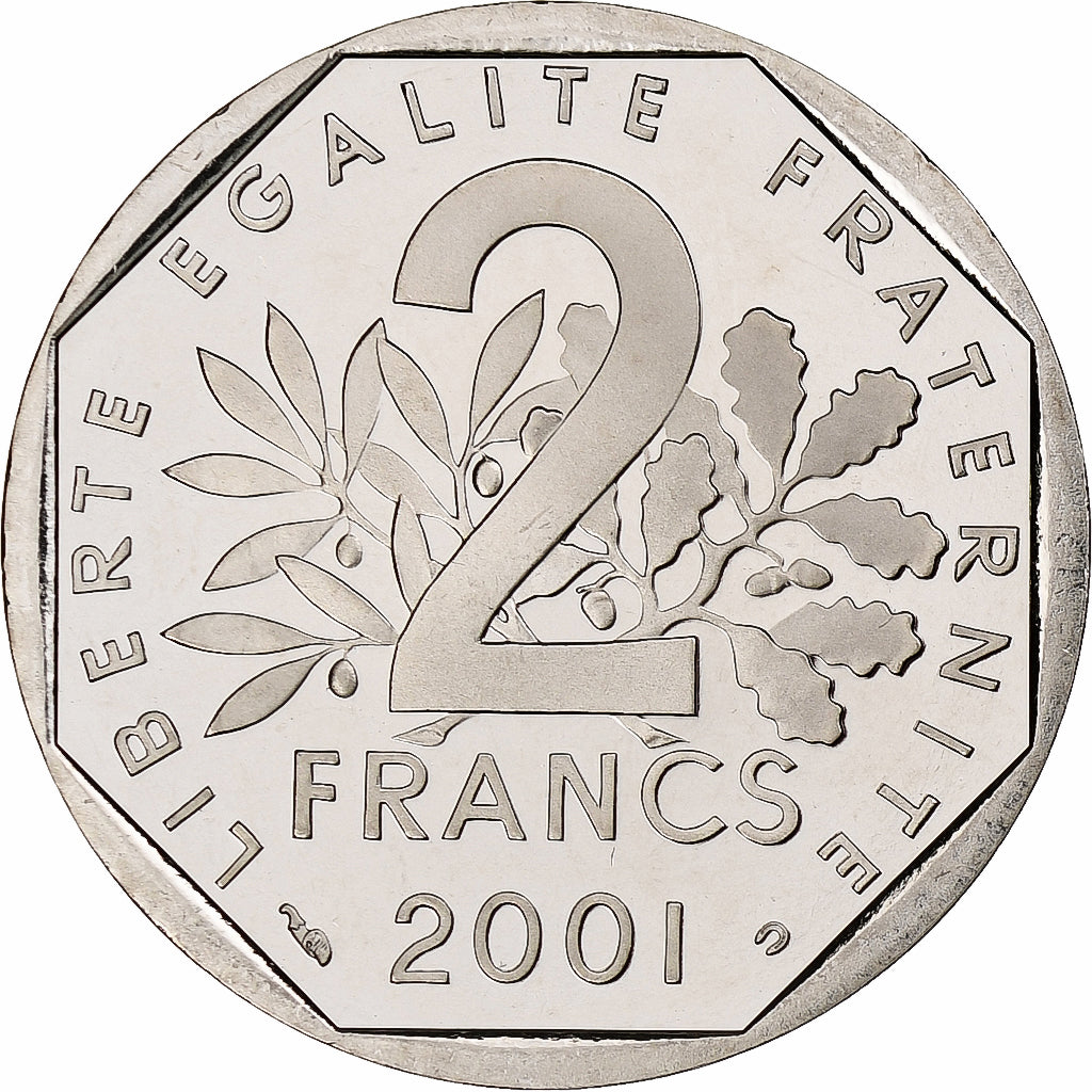 Frankrijk, 2 Francs, Semeuse, 2001, Paris, Proof, Nickel, FDC, Gadoury:547b