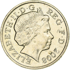 Grã-Bretanha, Elizabeth II, 1 Pound, 2008, London, Níquel-Latão, AU(55-58)