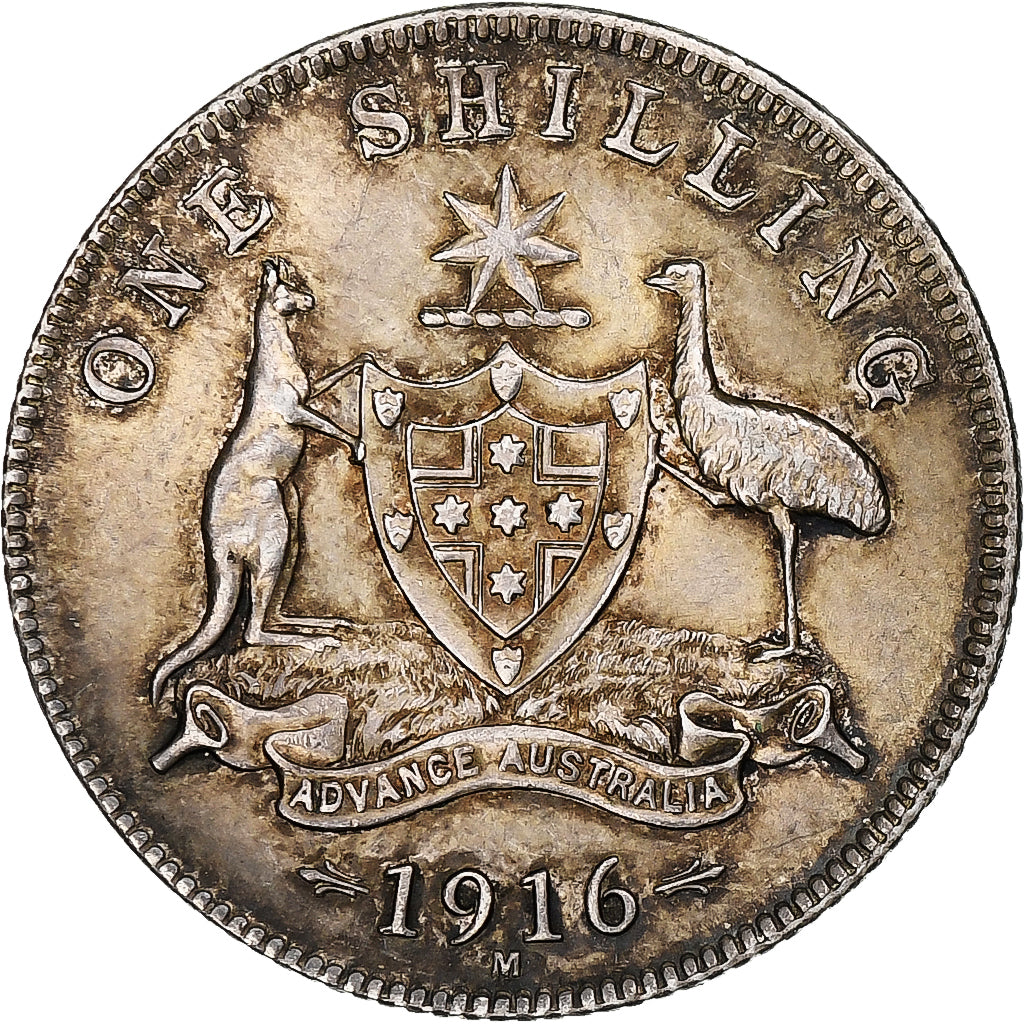 Australia, George V, Shilling, 1916, Melbourne, Argento, BB+