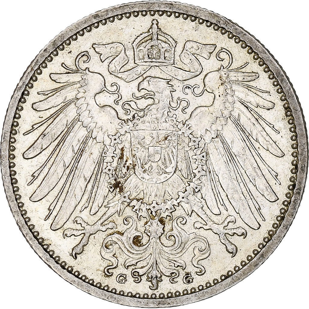 GERMANY - EMPIRE, Wilhelm II, Mark, 1915, Karlsruhe, Silver, AU(50-53), KM:14