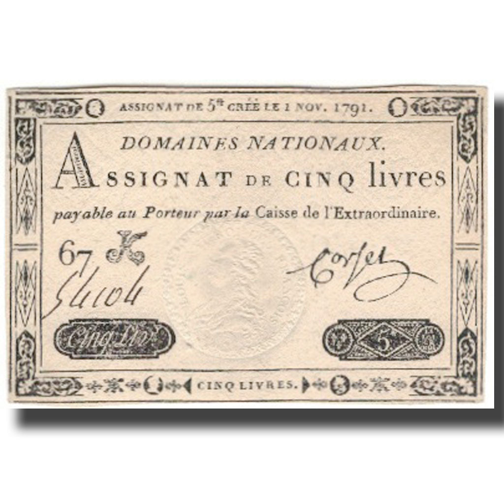 France, 5 Livres, 1791, 1791-11-01, AU(55-58), KM:A50, Lafaurie:145