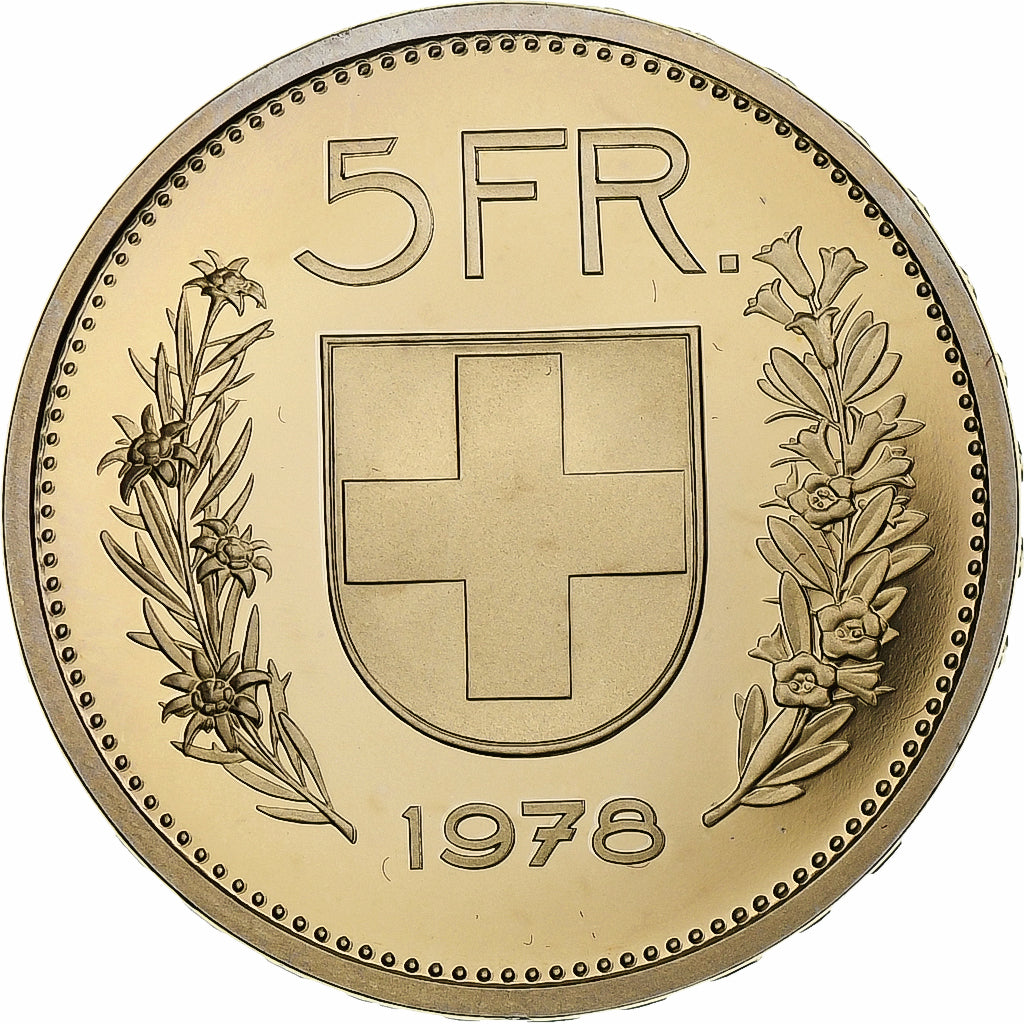 Switzerland, 5 Francs, tête de berger, 1978, Bern, Proof, Copper-nickel