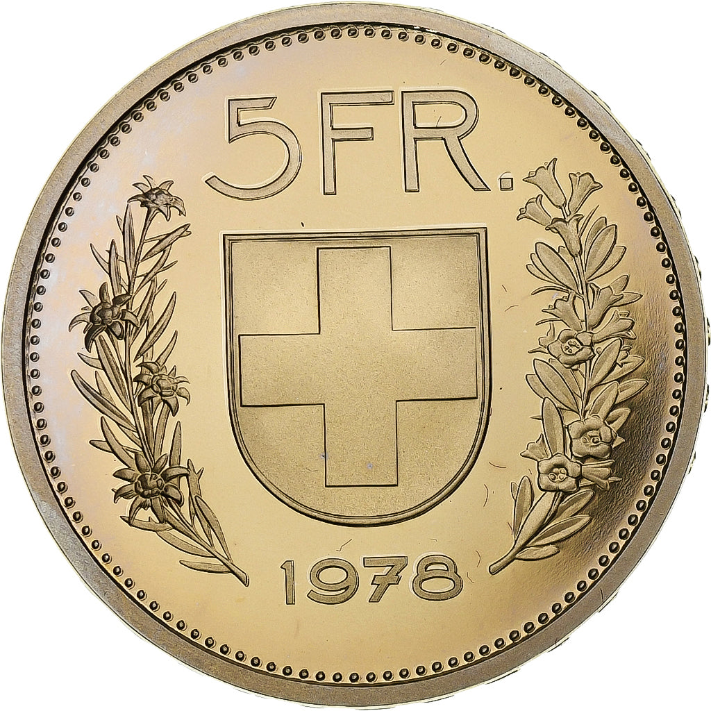 Svizzera, 5 Francs, tête de berger, 1978, Bern, FS, Rame-nichel, FDC, KM:40a.1