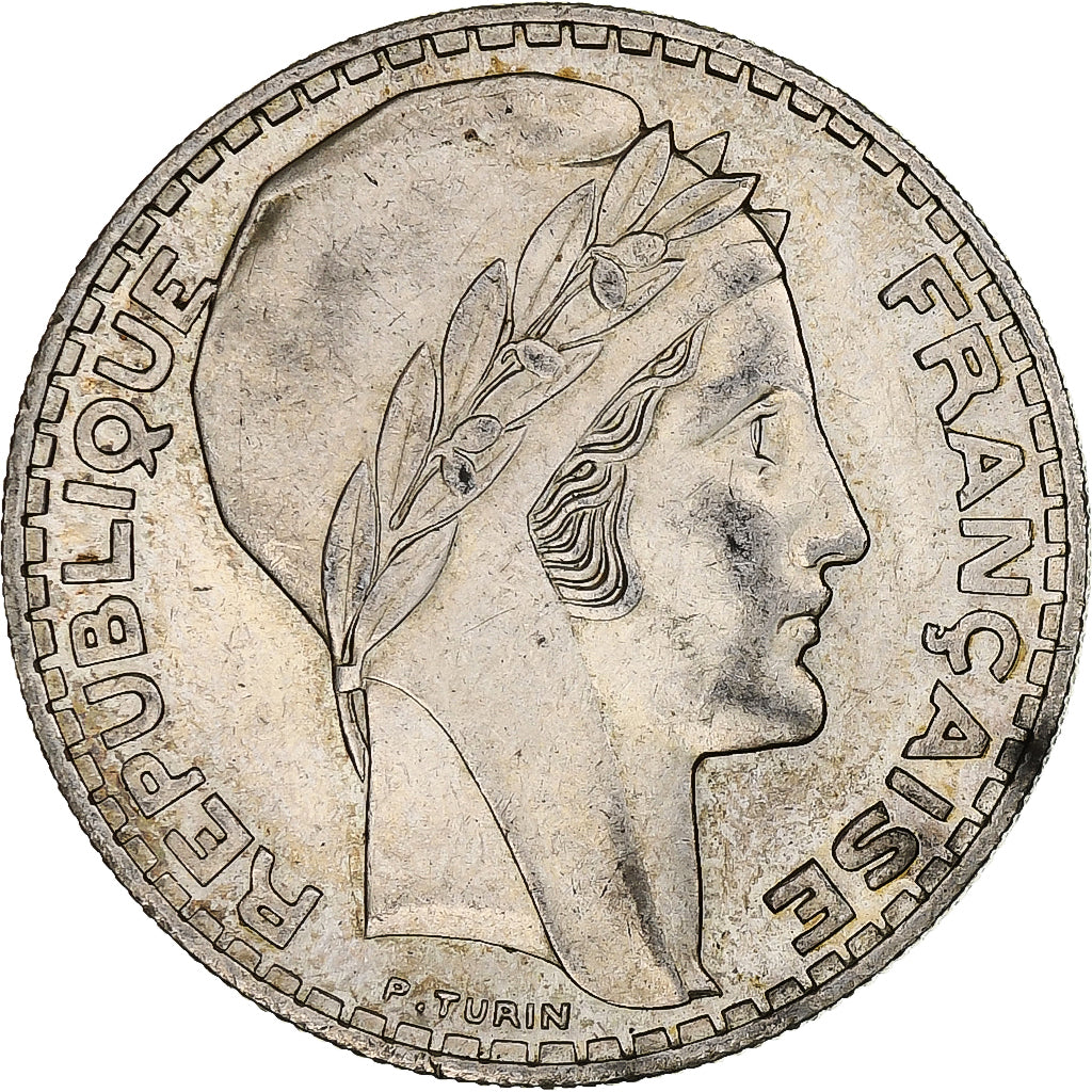 Francja, 20 Francs, Turin, 1934, Paris, Srebro, AU(55-58), Gadoury:852