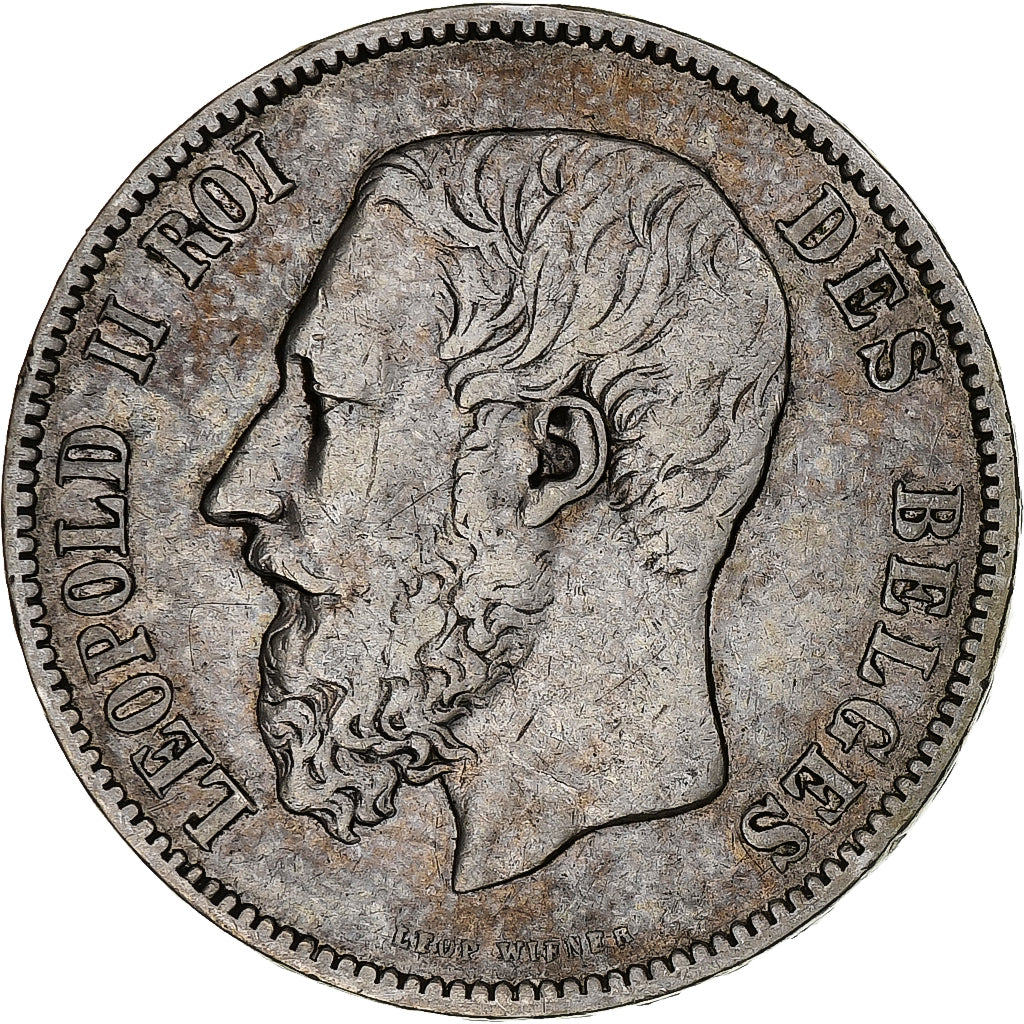 Belgium, Leopold II, 5 Francs, 1875, Brussels, Silver, EF(40-45)