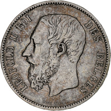 Belgium, Leopold II, 5 Francs, 1875, Brussels, Silver, EF(40-45)