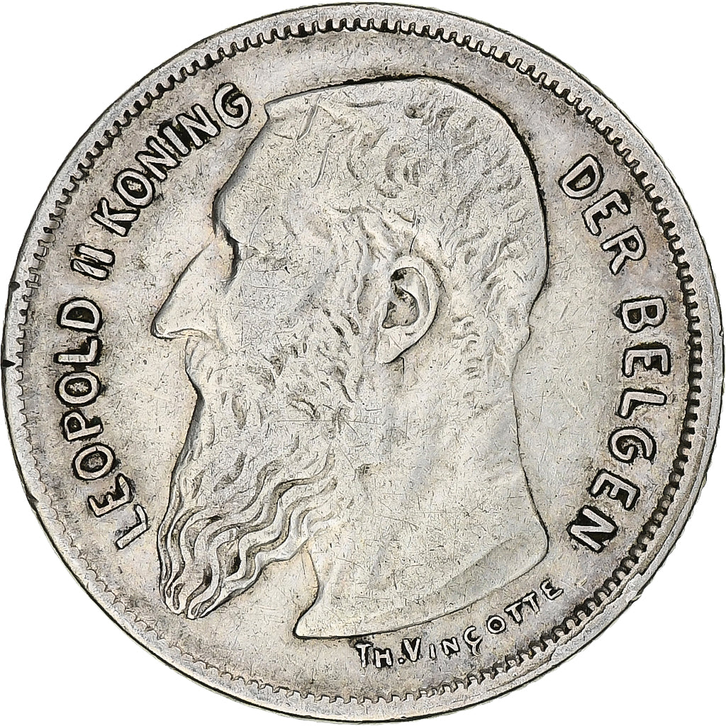 Belgium, Leopold II, 2 Francs, 1909, Brussels, Silver, VF(30-35)