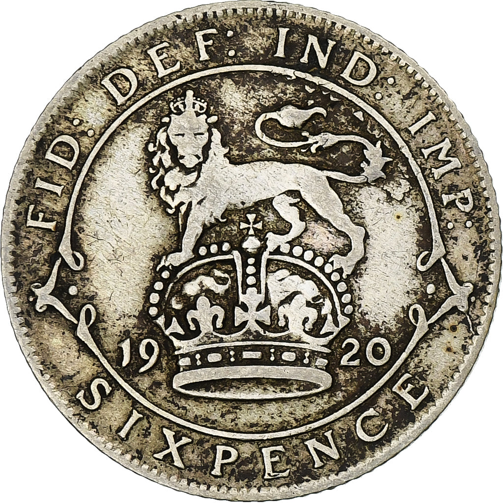Groot Bretagne, George V, 6 Pence, 1920, London, Zilver, FR+