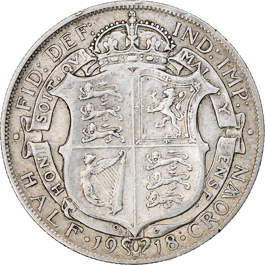 Gran Bretagna, George V, 1/2 Crown, 1918, London, Argento, MB+, KM:818.1