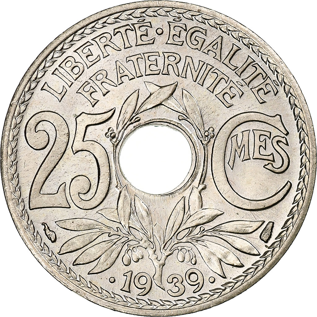 France, 25 Centimes, Lindauer, 1939, Paris, Maillechort, SPL, Gadoury:381