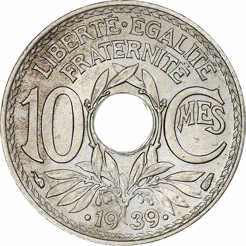 France, 10 Centimes, Lindauer, .1939., Paris, Maillechort, AU(55-58)