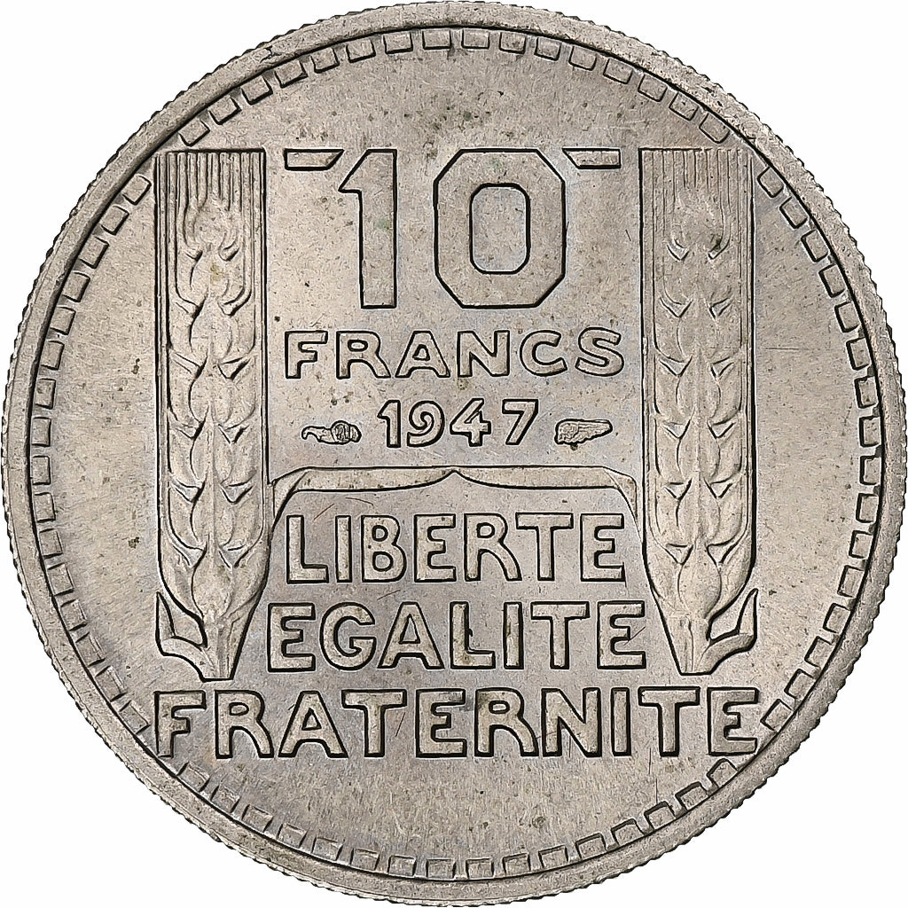 Francja, 10 Francs, Turin, 1947, Paris, Rameaux courts, Miedź-Nikiel