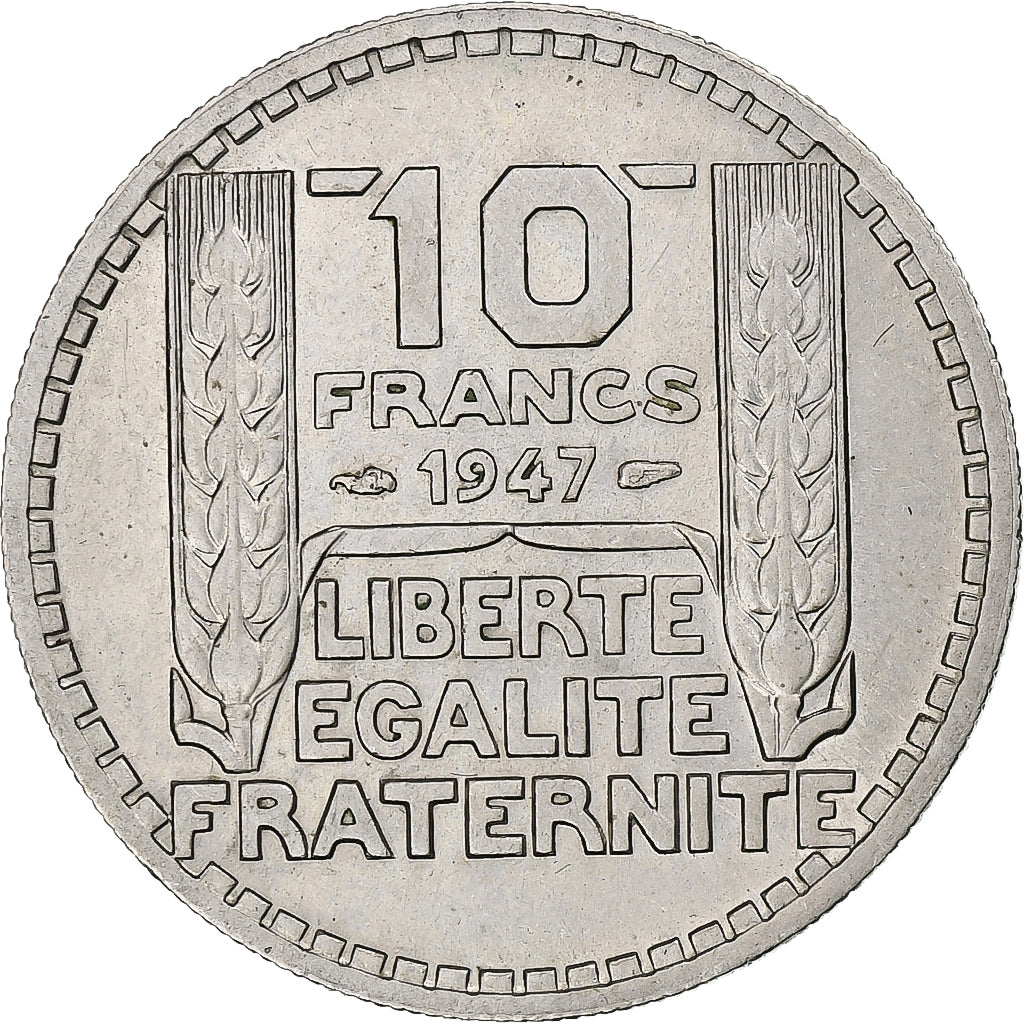 Francja, 10 Francs, Turin, 1947, Paris, Rameaux courts, Miedź-Nikiel