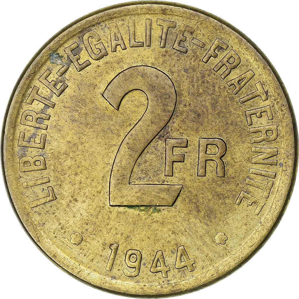 Frankrijk, 2 Francs, France Libre, 1944, Philadelphia, Cupro-Aluminium, ZF+