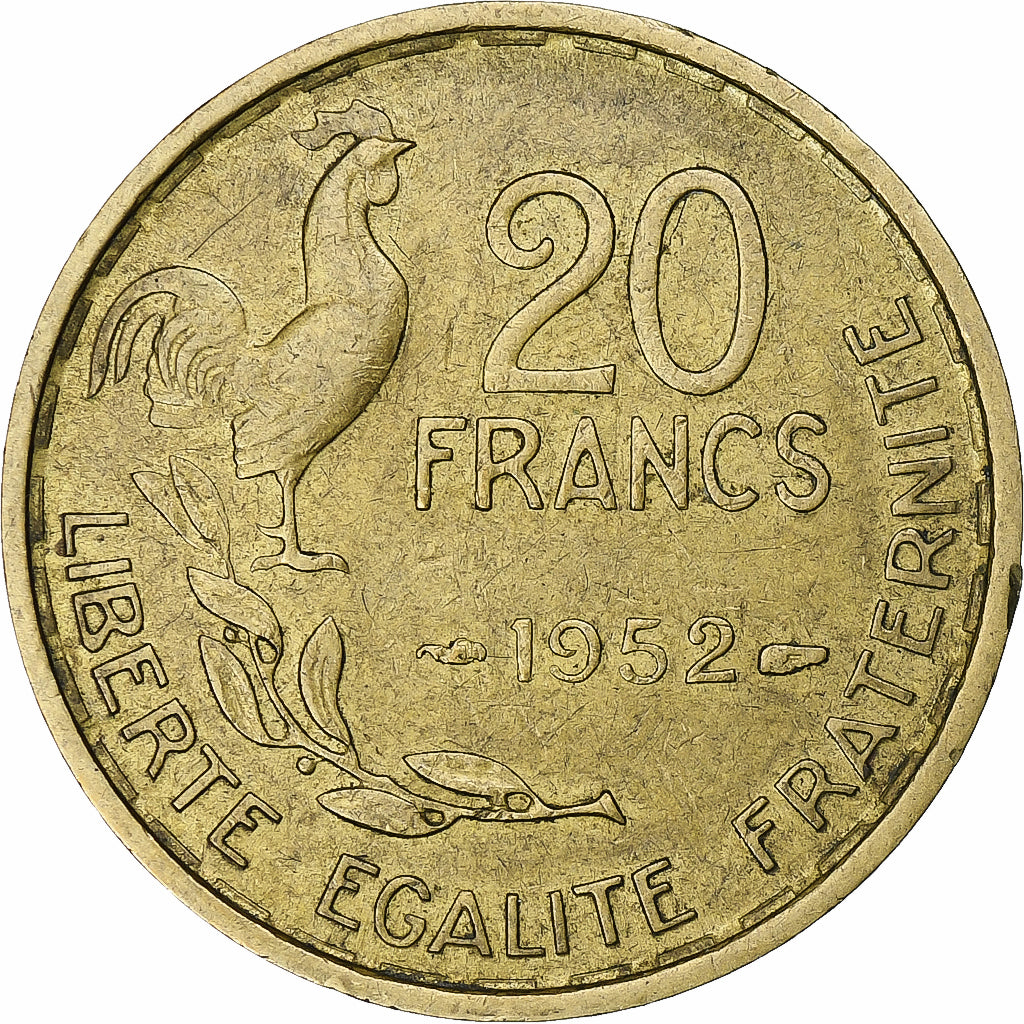 Francia, 20 Francs, Guiraud, 1952, Paris, Cuproaluminio, EBC, Gadoury:865