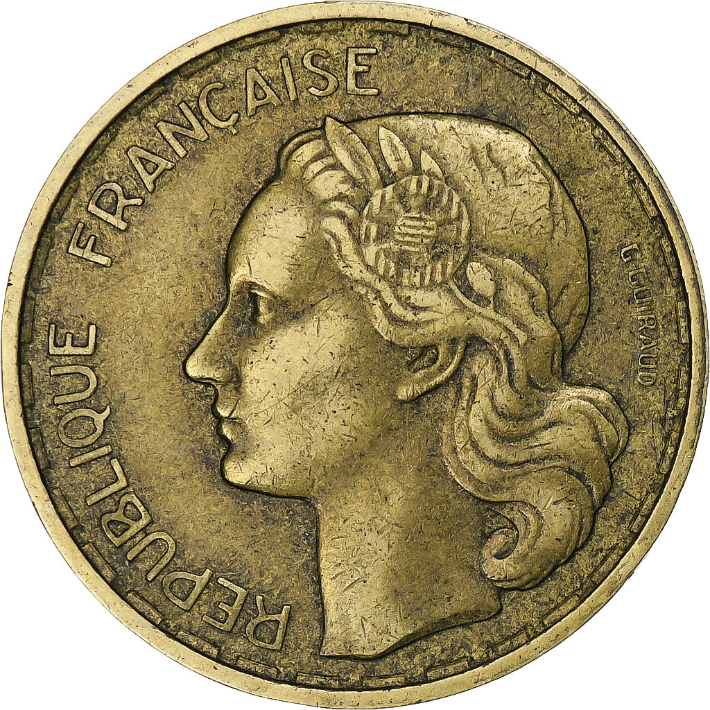 Francia, 20 Francs, Guiraud, 1951, Beaumont - Le Roger, Cuproaluminio, MBC+