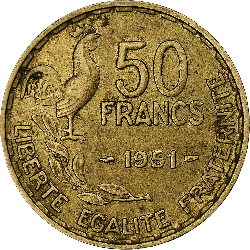 France, 50 Francs, Guiraud, 1951, Paris, Cupro-Aluminium, TTB+, Gadoury:880