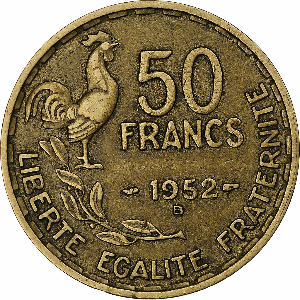 Francja, 50 Francs, Guiraud, 1952, Beaumont - Le Roger, Brązal, AU(50-53)