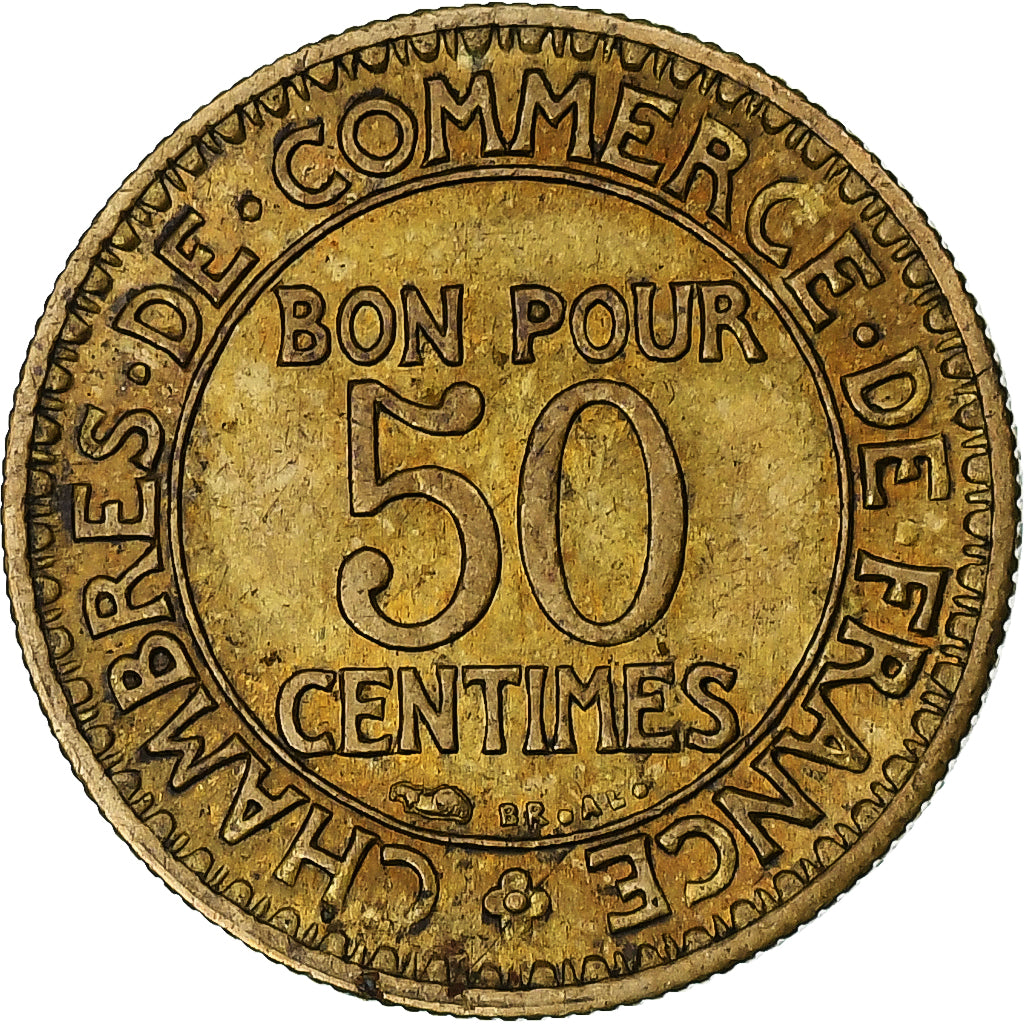 France, 50 Centimes, Chambre de commerce, 1922, Paris, Cupro-Aluminium