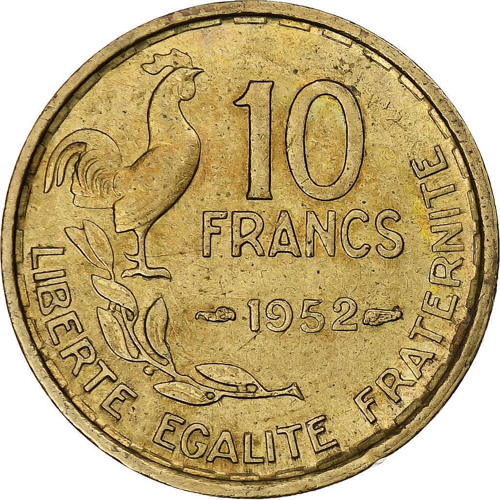 Francja, 10 Francs, Guiraud, 1952, Paris, Brązal, AU(55-58), Gadoury:812