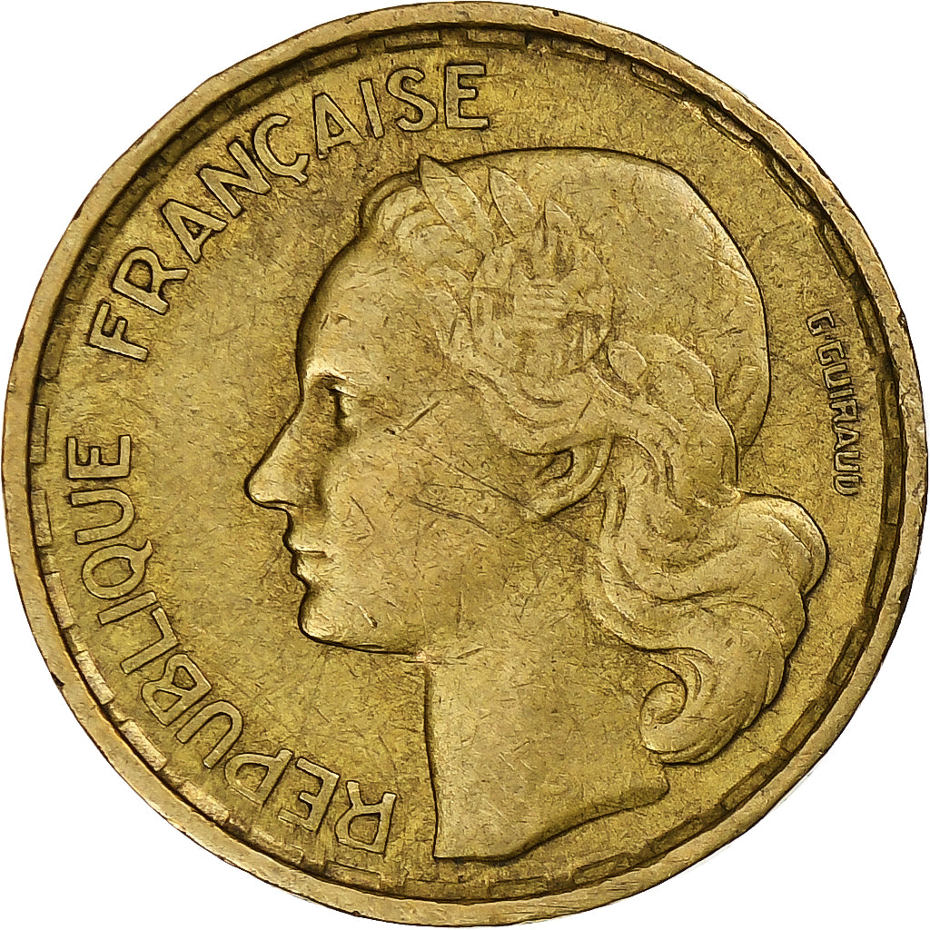 Francja, 10 Francs, Guiraud, 1952, Beaumont - Le Roger, Brązal, AU(50-53)