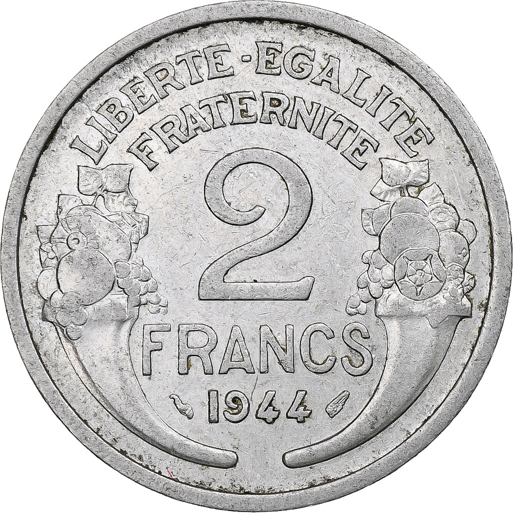 Frankrijk, 2 Francs, Morlon, 1944, Paris, Aluminium, ZF, Gadoury:538a, KM:886a.1