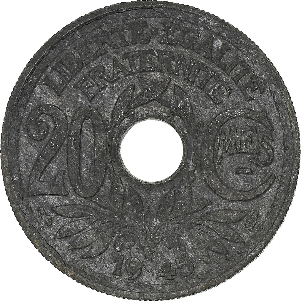 Frankreich, 20 Centimes, Lindauer, 1945, Paris, Zinc, SS+, Gadoury:324, KM:907.1