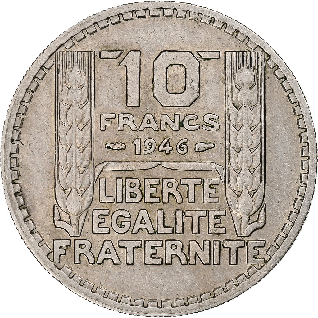 Francja, 10 Francs, Turin, 1946, Paris, Rameaux courts, Miedź-Nikiel