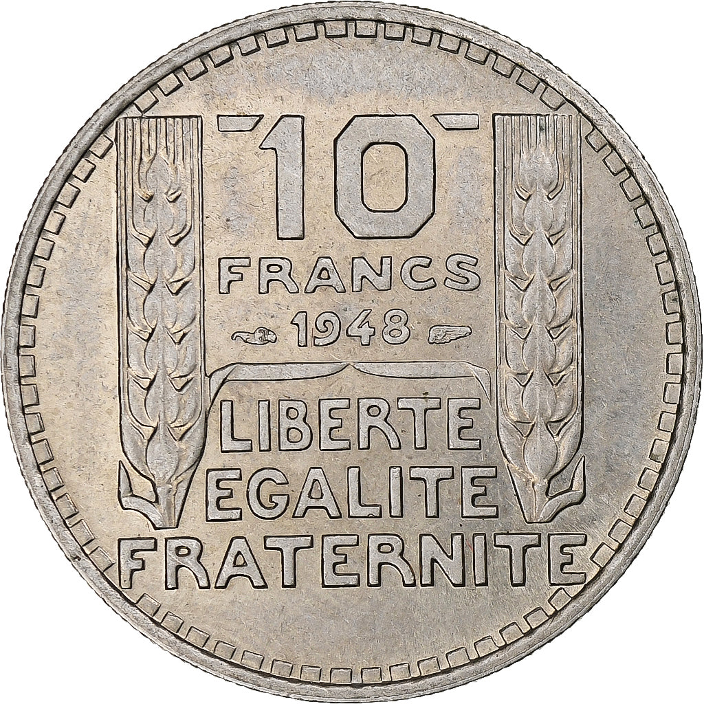 Francja, 10 Francs, Turin, 1948, Paris, Rameaux courts, Miedź-Nikiel