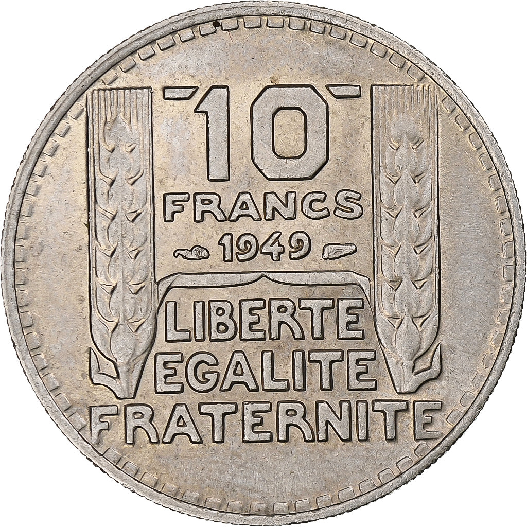 Francja, 10 Francs, Turin, 1949, Paris, Rameaux courts, Miedź-Nikiel