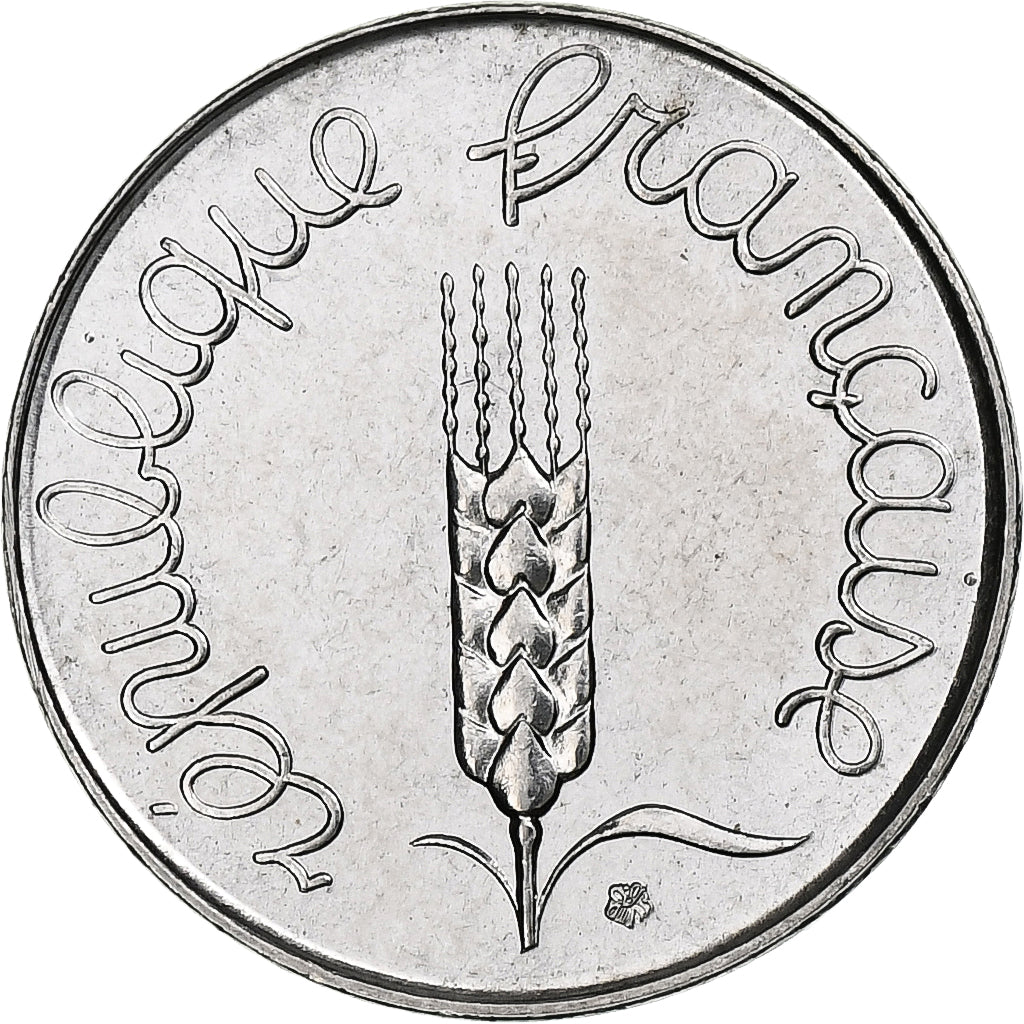 Frankrijk, 5 Centimes, Épi, 1963, Paris, Stainless Steel, PR+, Gadoury:172