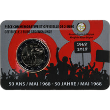 Belgia, 2 Euro, 50 Ans / Mai 1968, Coin card, 2018, Brussels, Bimetaliczny