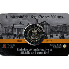 Belgio, 2 Euro, 200 Ans - Université de Liège, Coin card, 2017, Brussels