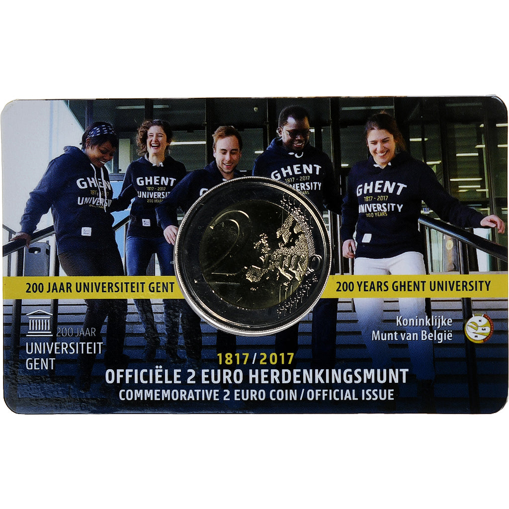 Belgien, 2 Euro, 200 ans de l'Université de Gand, Coin card, 2017, Brussels