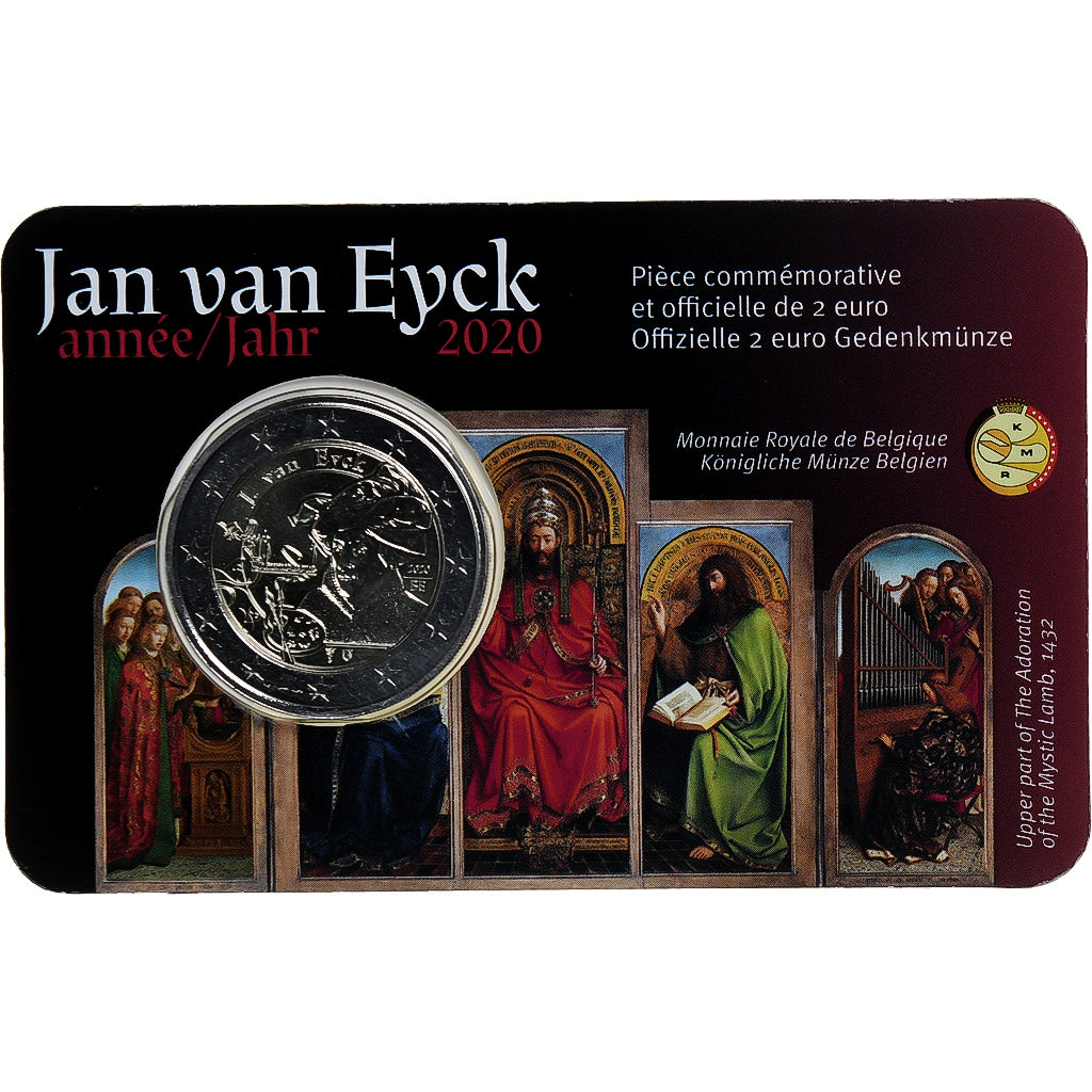 Belgium, 2 Euro, Jan Van Eyck, Coin card, 2020, Brussels, Bi-Metallic, MS(65-70)