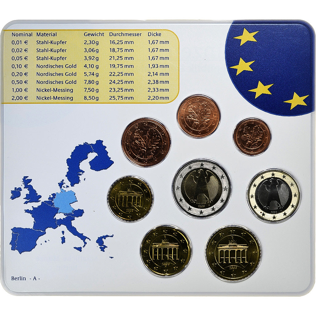 République fédérale allemande, Set 1 ct. - 2 Euro, FDC, Coin card, 2003