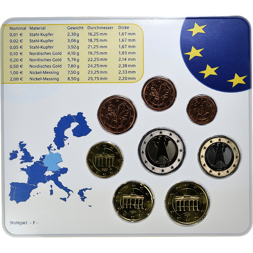 République fédérale allemande, Set 1 ct. - 2 Euro, FDC, Coin card, 2003