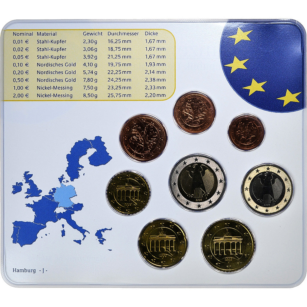 République fédérale allemande, Set 1 ct. - 2 Euro, FDC, Coin card, 2003