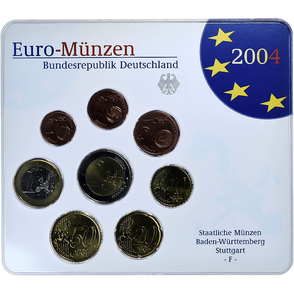 GERMANY - FEDERAL REPUBLIC, Set 1 ct. - 2 Euro, FDC, Coin card, 2004, Stuttgart