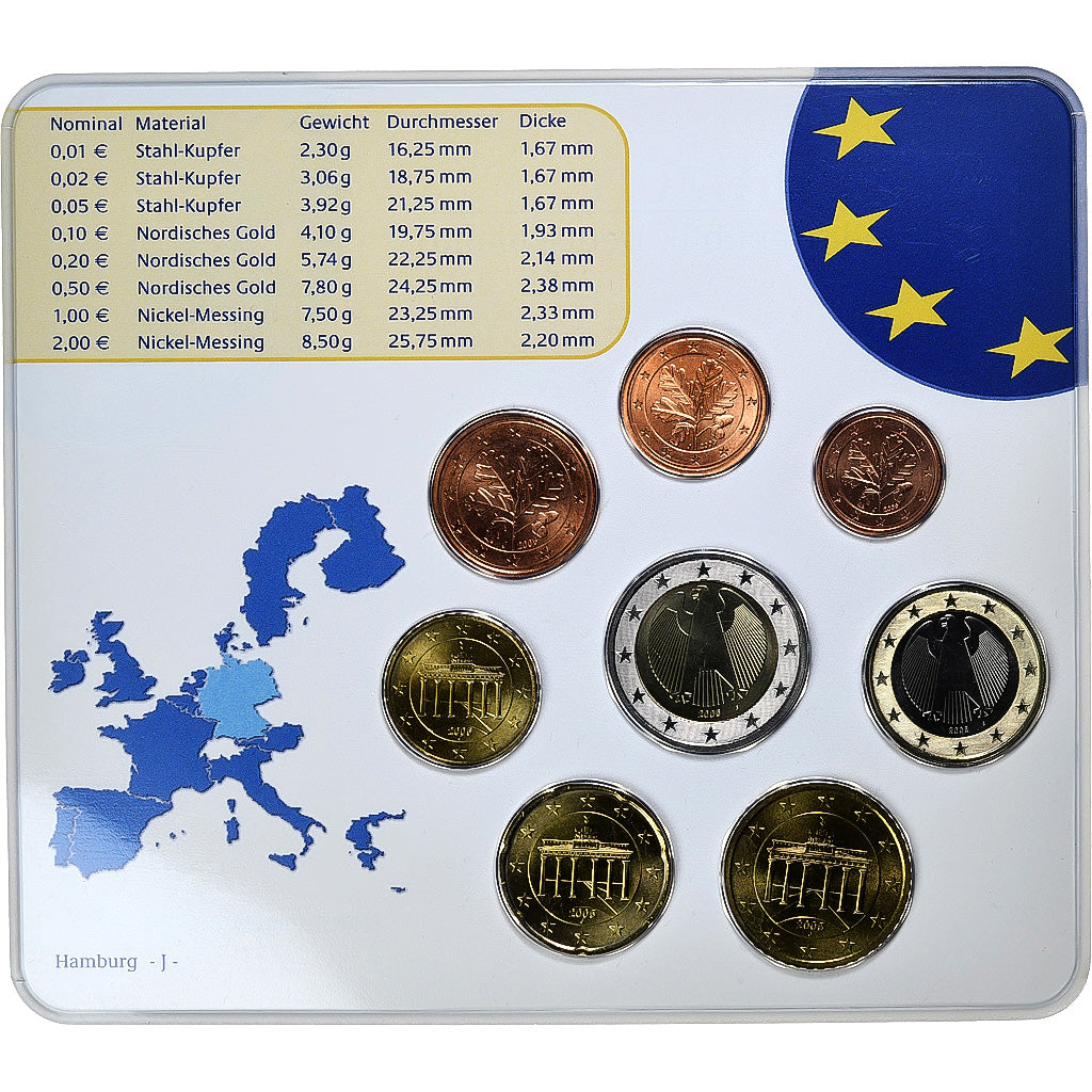 République fédérale allemande, Set 1 ct. - 2 Euro, FDC, Coin card, 2005