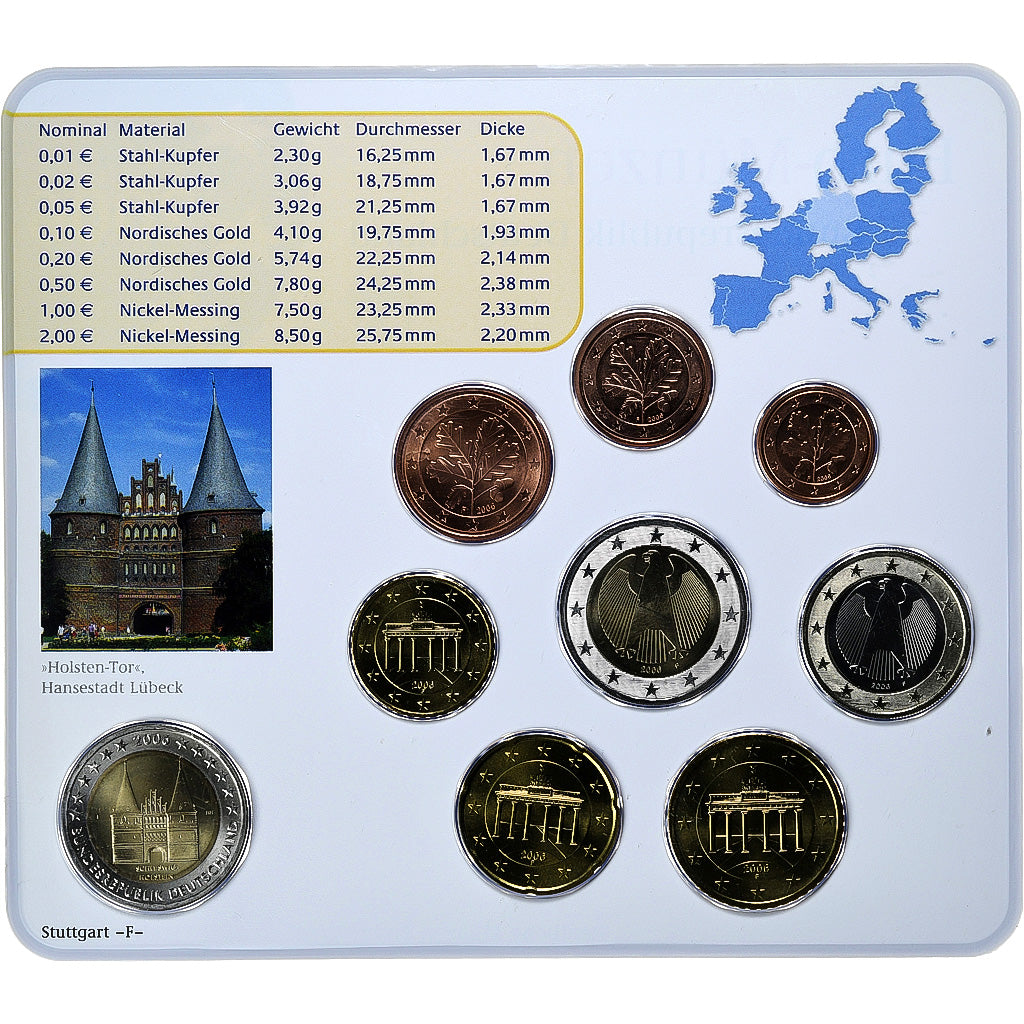 République fédérale allemande, Set 1 ct. - 2 Euro + 2€, Holstentor, Coin