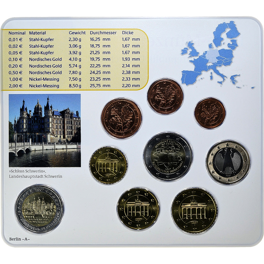 Federale Duitse Republiek, Set 1 ct. - 2 Euro + 2€, Schloss Schwerin, Coin