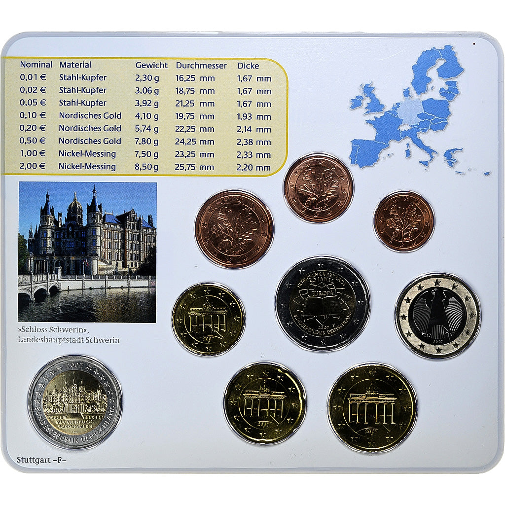 GERMANIA - REPUBBLICA FEDERALE, Set 1 ct. - 2 Euro + 2€, Schloss Schwerin