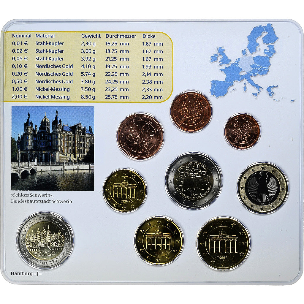 Federale Duitse Republiek, Set 1 ct. - 2 Euro + 2€, Schloss Schwerin, Coin