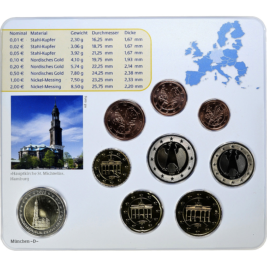 République fédérale allemande, Set 1 ct. - 2 Euro + 2€, St. Michael's
