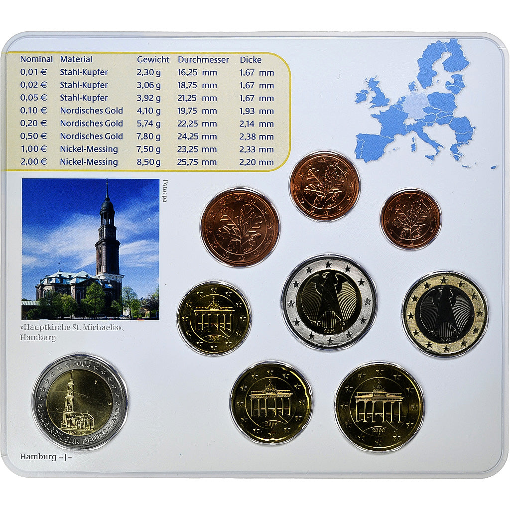 Federale Duitse Republiek, Set 1 ct. - 2 Euro + 2€, St. Michael's Church, Coin