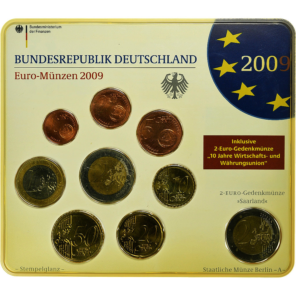 Federale Duitse Republiek, Set 1 ct. - 2 Euro + 2€, Ludwigskirche, Coin card
