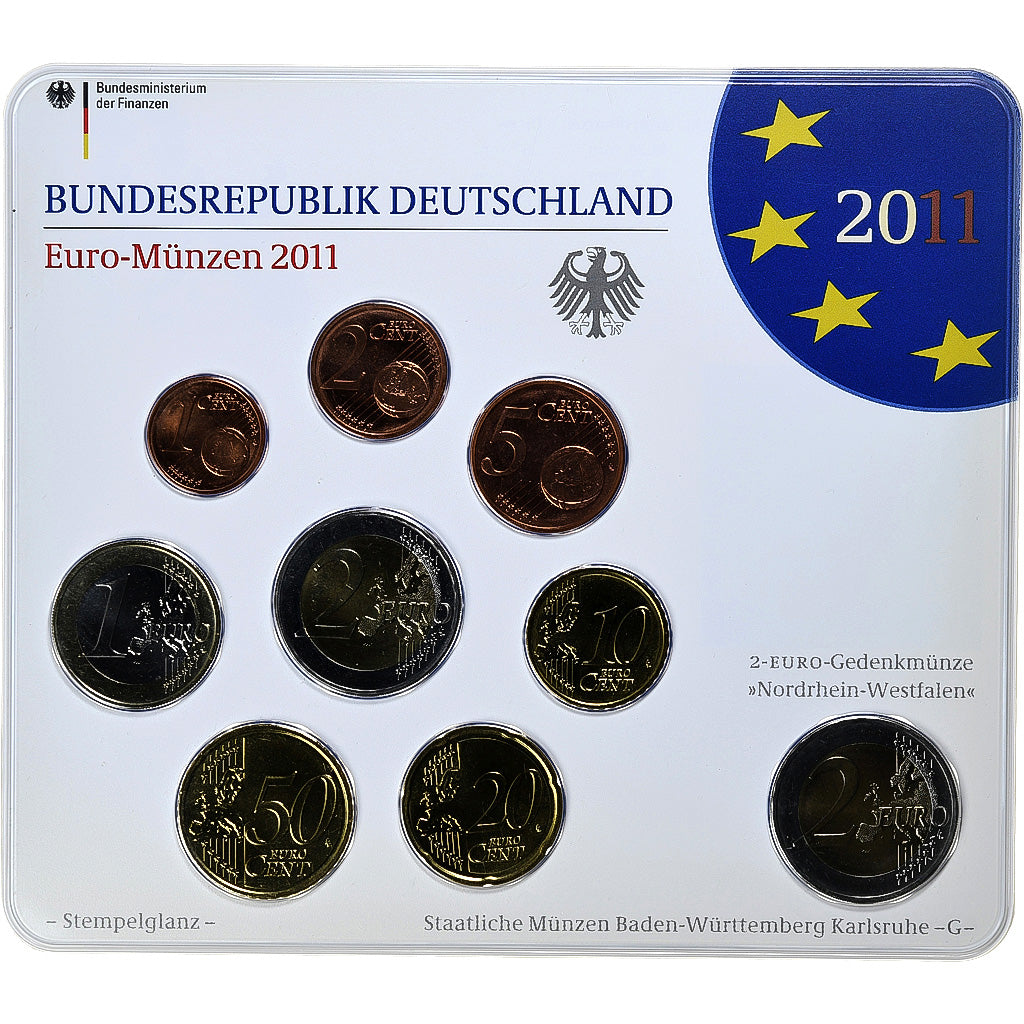 Niemcy - RFN, Set 1 ct. - 2 Euro + 2€, Kölner Dom, Coin card, 2011