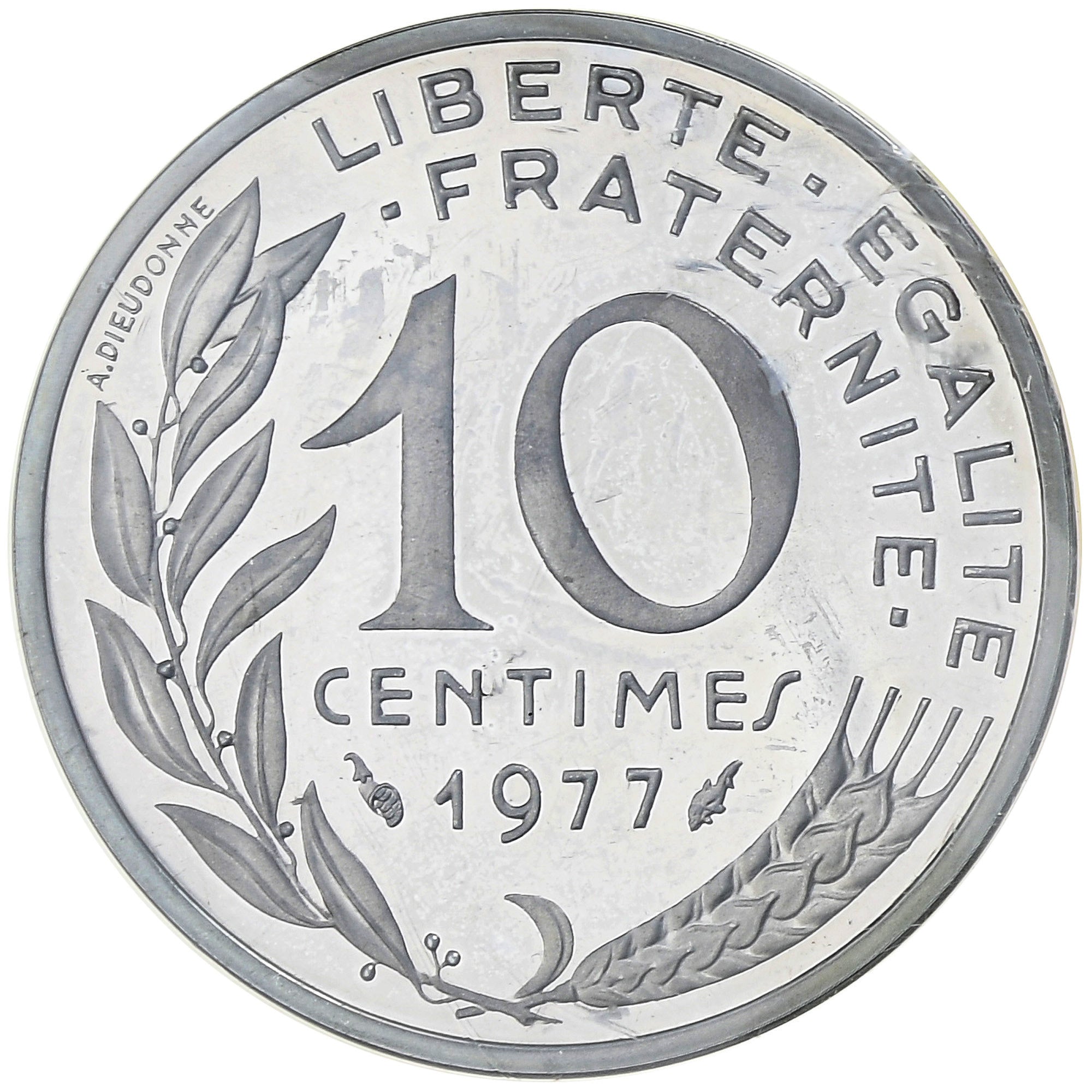 France, 10 Centimes, Marianne, 1977, MDP, Piéfort, Argent, FDC, Gadoury:46.P2