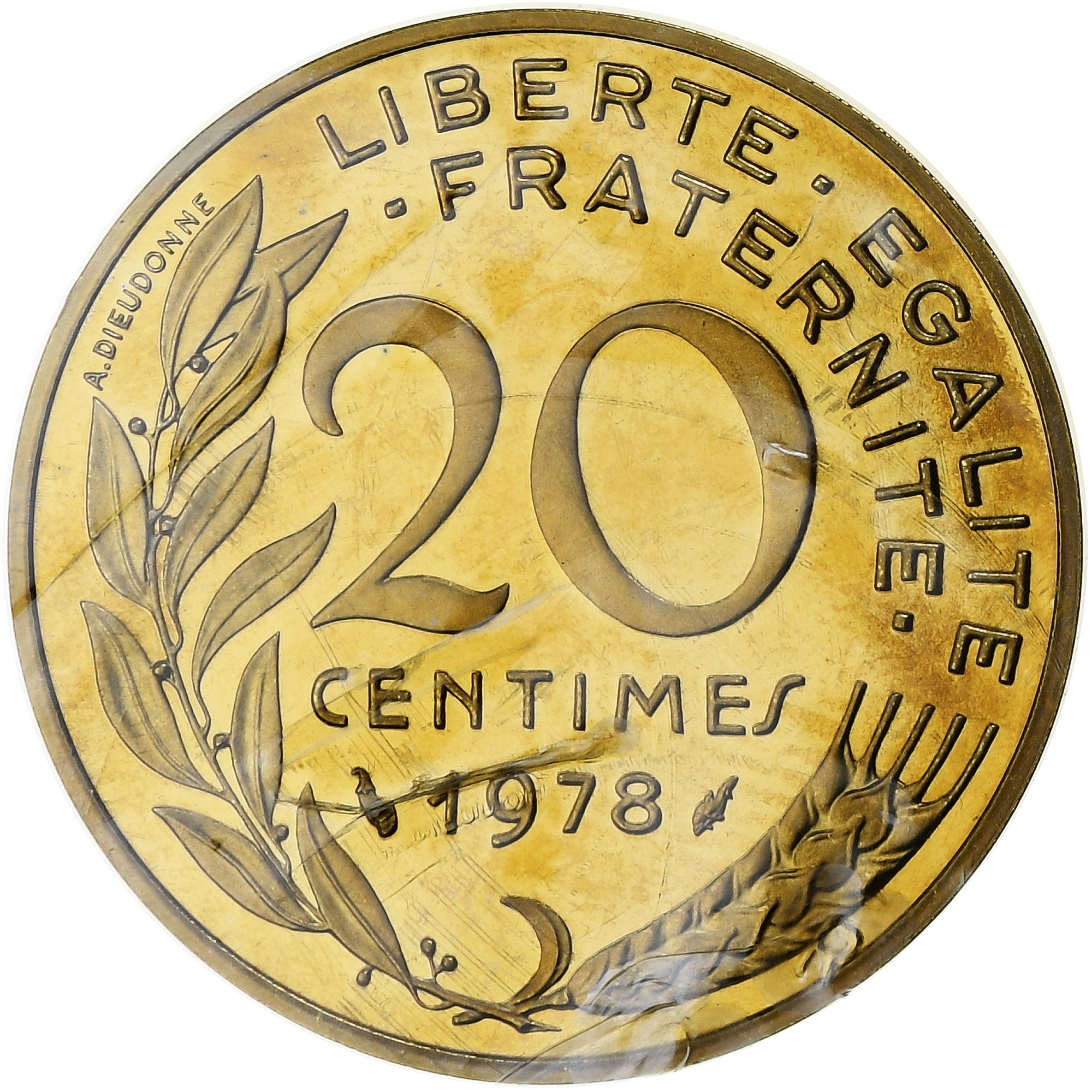 Francia, 20 Centimes, Marianne, 1978, MDP, Piéfort, Rame-nichel-alluminio, FDC